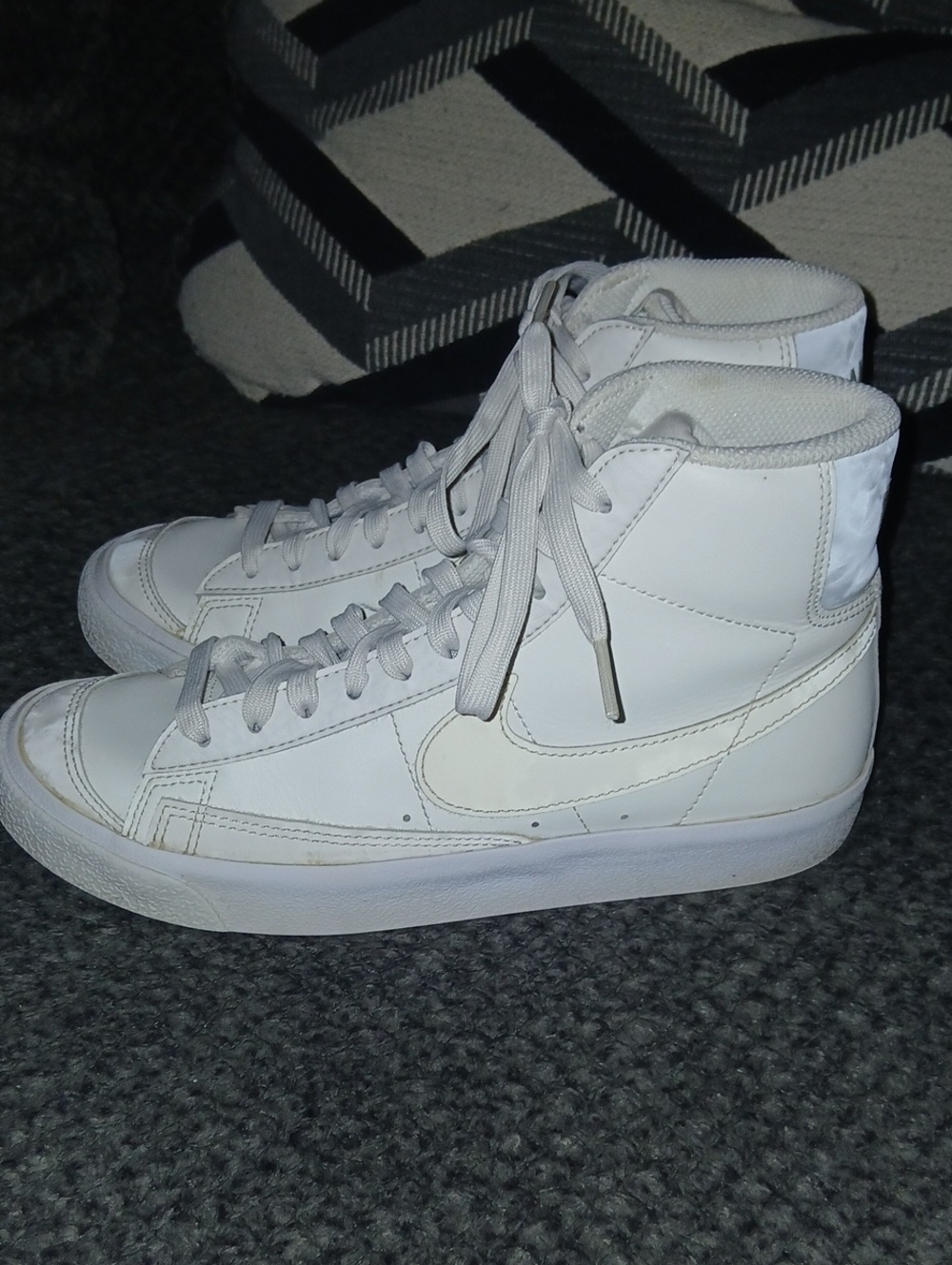 Nike Kids White High-Top Sneakers with Swoosh